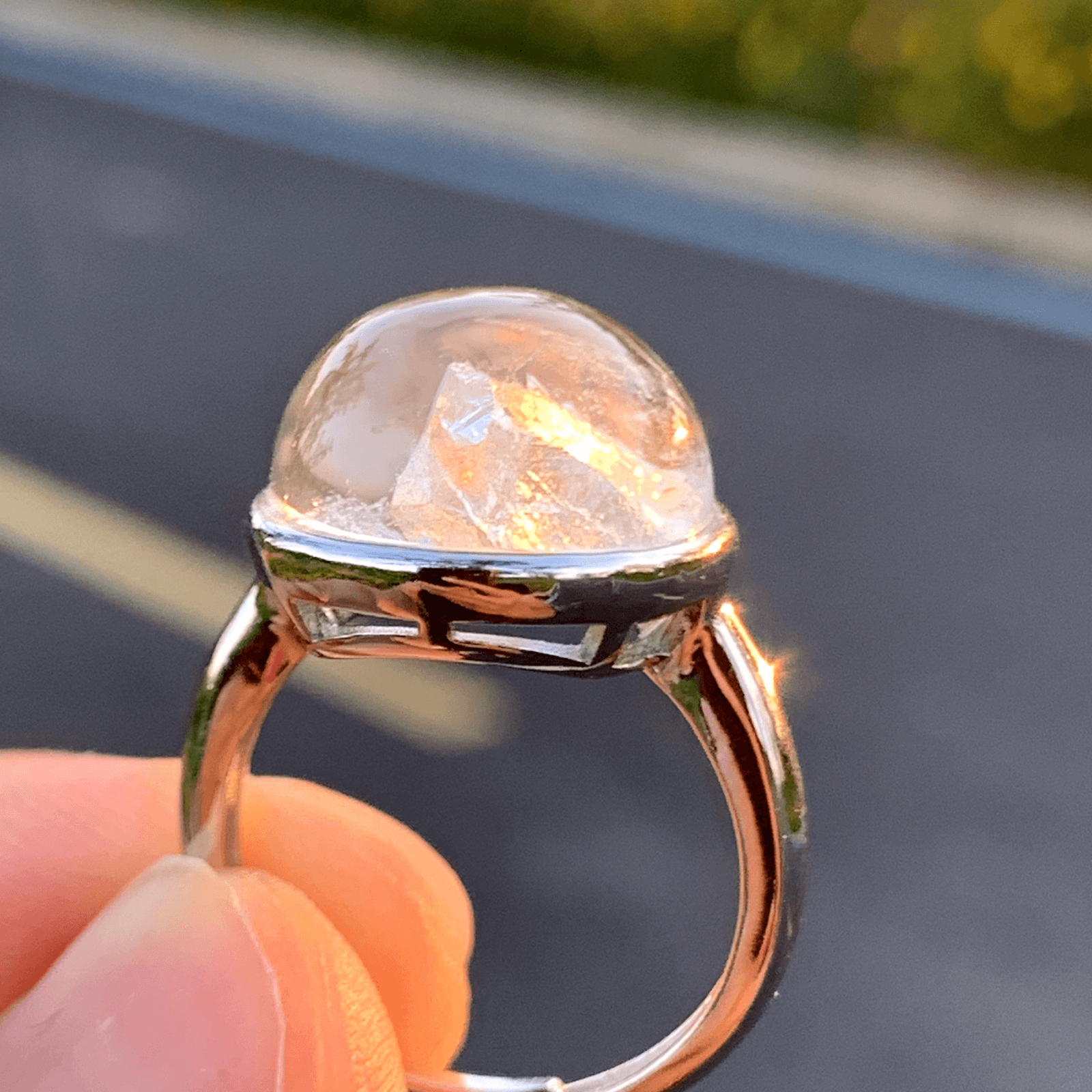 Natural Crystal in Crystal Ring, 925 Sterling Silver Quartz Ring, Quartz Within Quartz, Handmade One of a Kind Crystal Jewelry