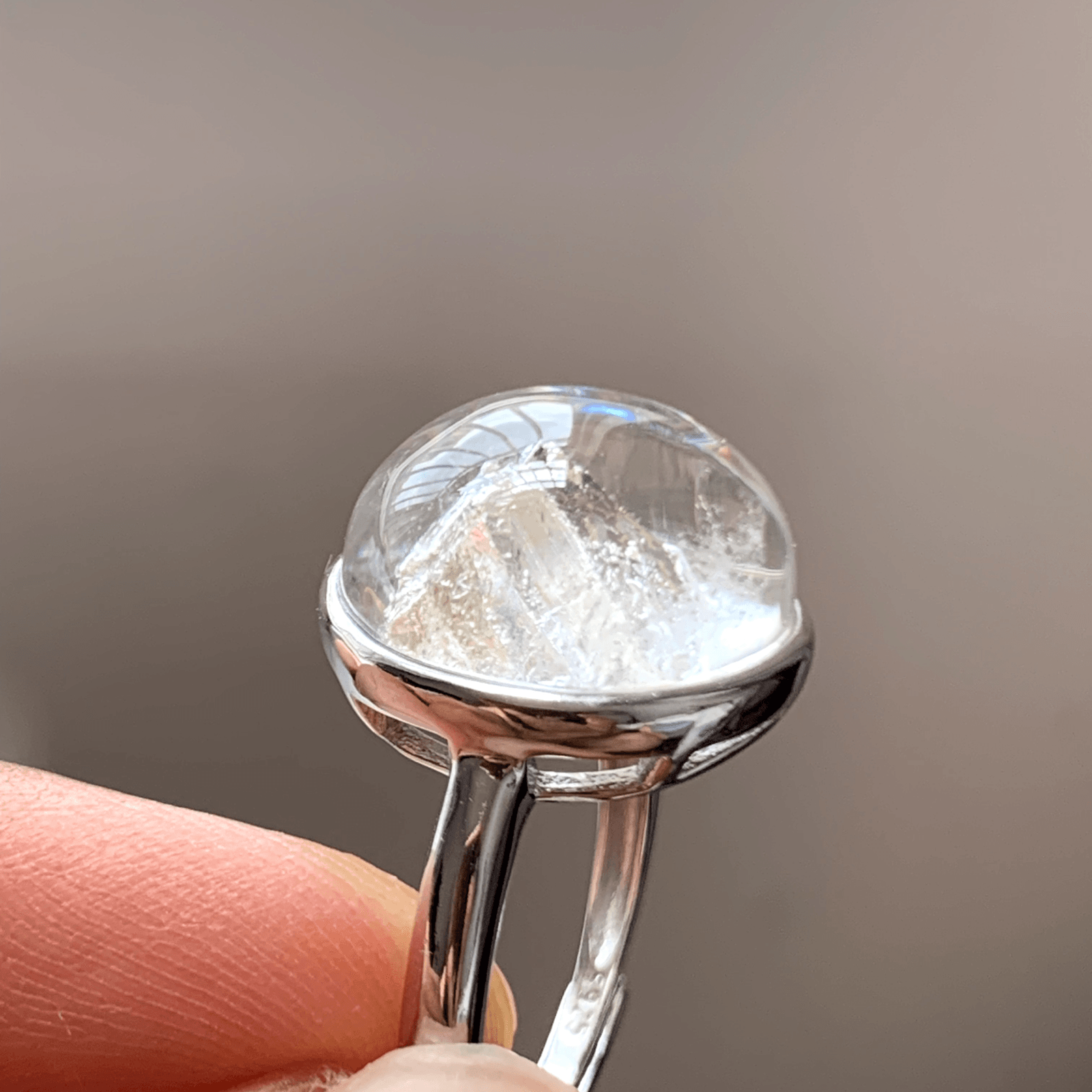 Natural Crystal in Crystal Ring, 925 Sterling Silver Quartz Ring, Quartz Within Quartz, Handmade One of a Kind Crystal Jewelry