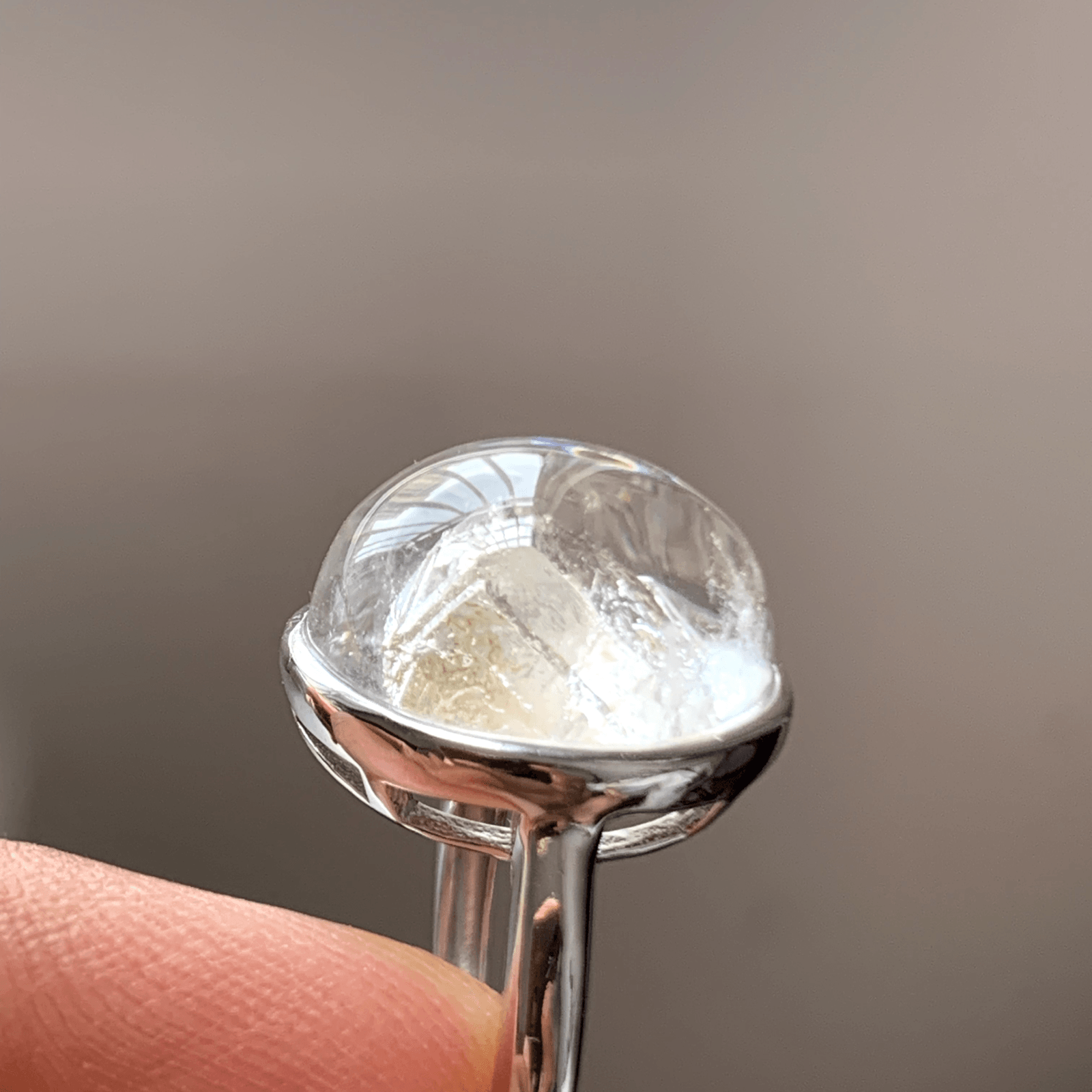 Natural Crystal in Crystal Ring, 925 Sterling Silver Quartz Ring, Quartz Within Quartz, Handmade One of a Kind Crystal Jewelry