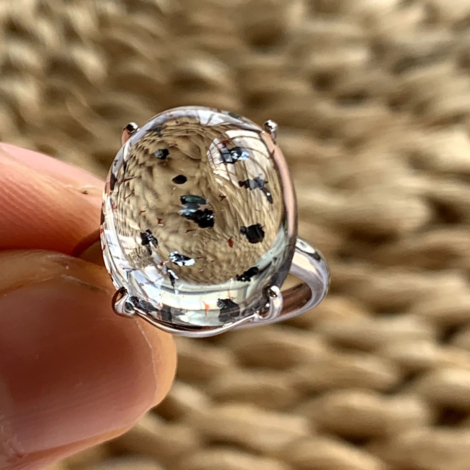 Handcrafted Natural Black Super Seven “Venom” Sterling Silver Ring